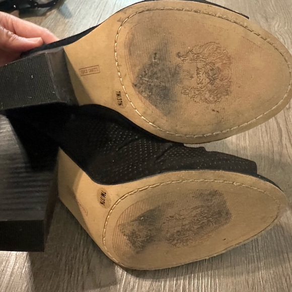 Vince Camuto Krandi Black Leather Slouch Ankle Boots Open Toe  - Size 7/37.5 - Picture 4 of 7